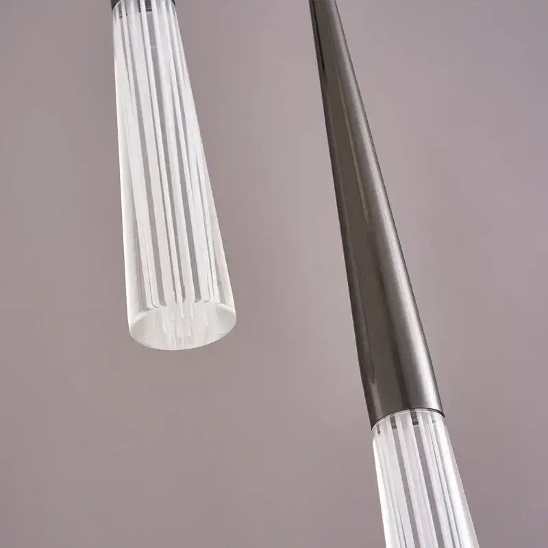 Decorbites™ acrylic cone pendant light with ribbed glass shade and polished metallic finish for villa stair and kitchen