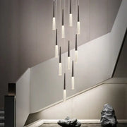 Modern black and white acrylic cone pendant light with sleek tapered design for villa stair kitchen and restaurant use