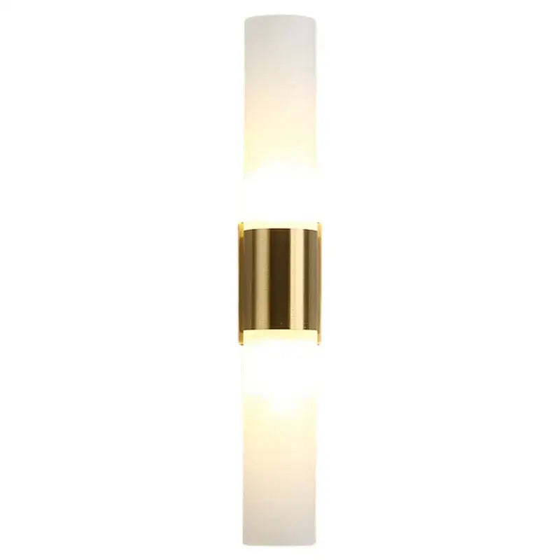 Decorbites™ acrylic cylinder wall lamp with frosted glass cylinders and brushed brass accent for bedroom and living room lighting