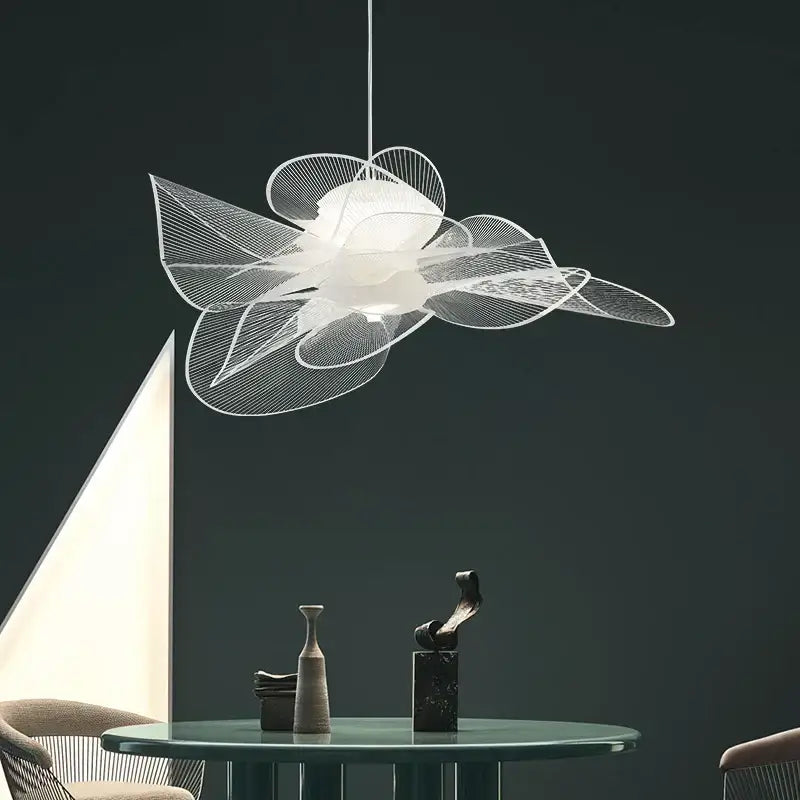 Decorbites™ acrylic flower chandelier white wireframe pendant light with modern nordic design for living room and restaurant