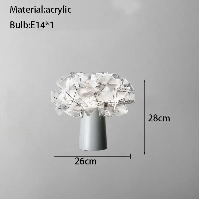 Decorbites™ acrylic flower led table lamp with transparent flower design and silver base for bedroom and living room lighting