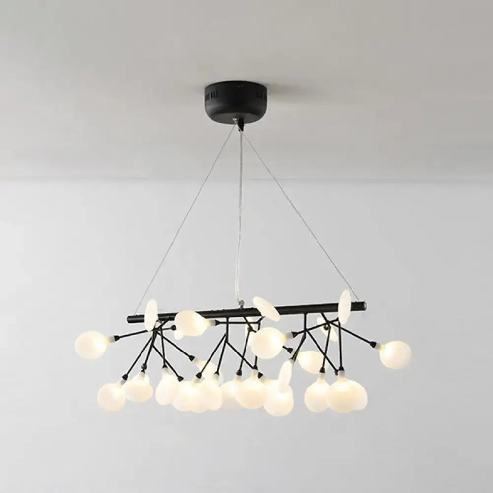 DecorBites™ black metal led hanging light with frosted glass globes in a tree-like design for modern island lighting