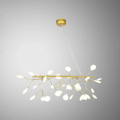 Gold-toned decorbites acrylic leaf-shaped led hanging light fixture with branch-like arms for modern island lighting