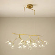 Gold-toned firefly metal pendant chandelier with adjustable hanging cord and 27 clear glass globe bulbs for bedroom lighting