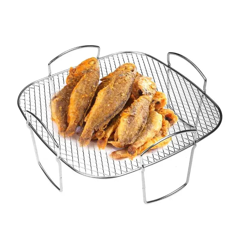 Decorbites™ air fryer stainless steel dehydrator rack layer with mesh design and handles for cooking and baking