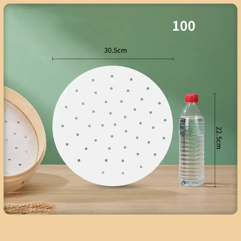 White circular air fryer steamer tray with perforations 30.5cm for decorbites™ fryer steamer papers use