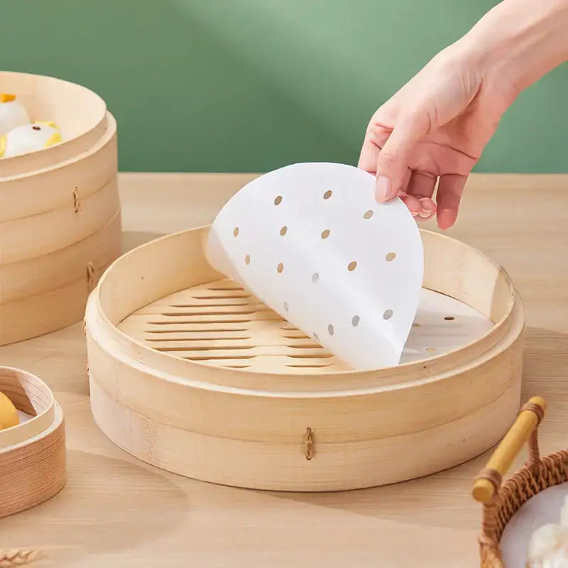 White perforated silicone steamer liner for decorbites™ air fryer steamer papers 100pcs non-stick fryer steamer papers