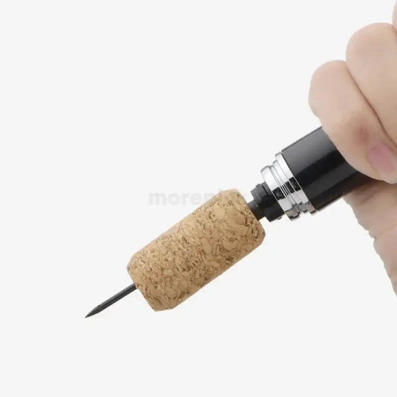 Decorbites™ air pump corkscrew featuring a black and silver textured cork handle wine opener and bottle opener kit