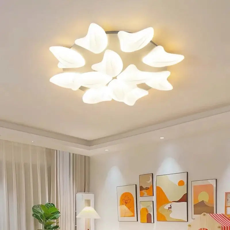 White translucent acrylic aisal flower ceiling chandelier with remote dimming for modern home decor lighting