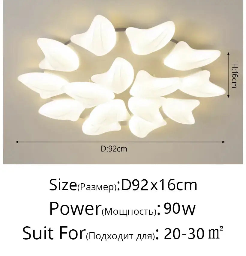 White petal-shaped aisal flower ceiling chandelier with remote dimming for modern home decor by DecorBites