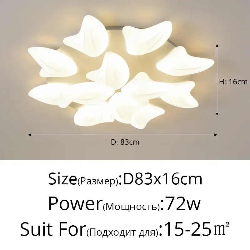 White leaf-shaped DecorBites aisal flower ceiling chandelier with remote dimming for modern home decor lighting