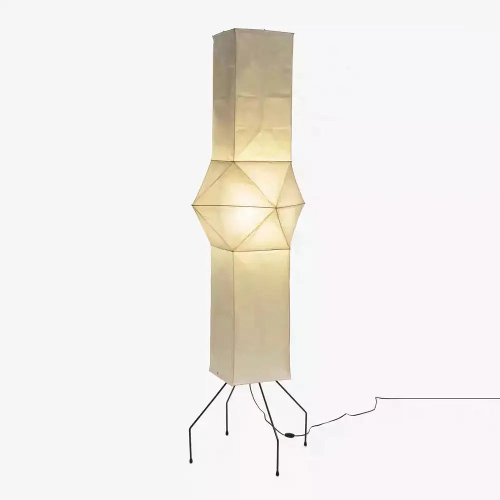 DecorBites™ akari noguchi floor lamp with beige rice paper shade and black metal legs for living room decor