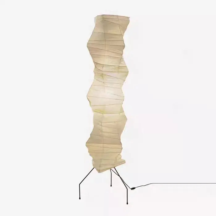 Decorbites akari noguchi floor lamp cream rice paper twisted design with black metal tripod base for living room decor