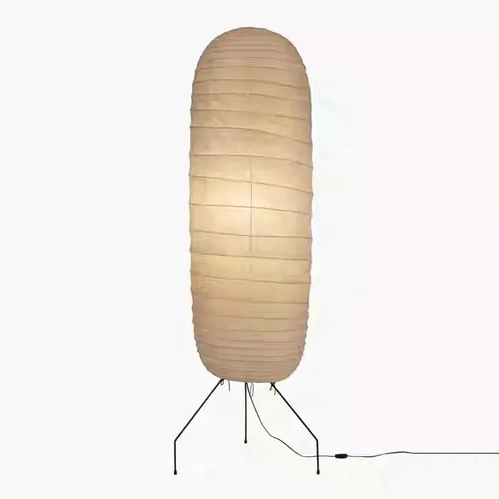 Beige rice paper decorbites akari noguchi floor lamp with tripod base for living room lighting and art decor