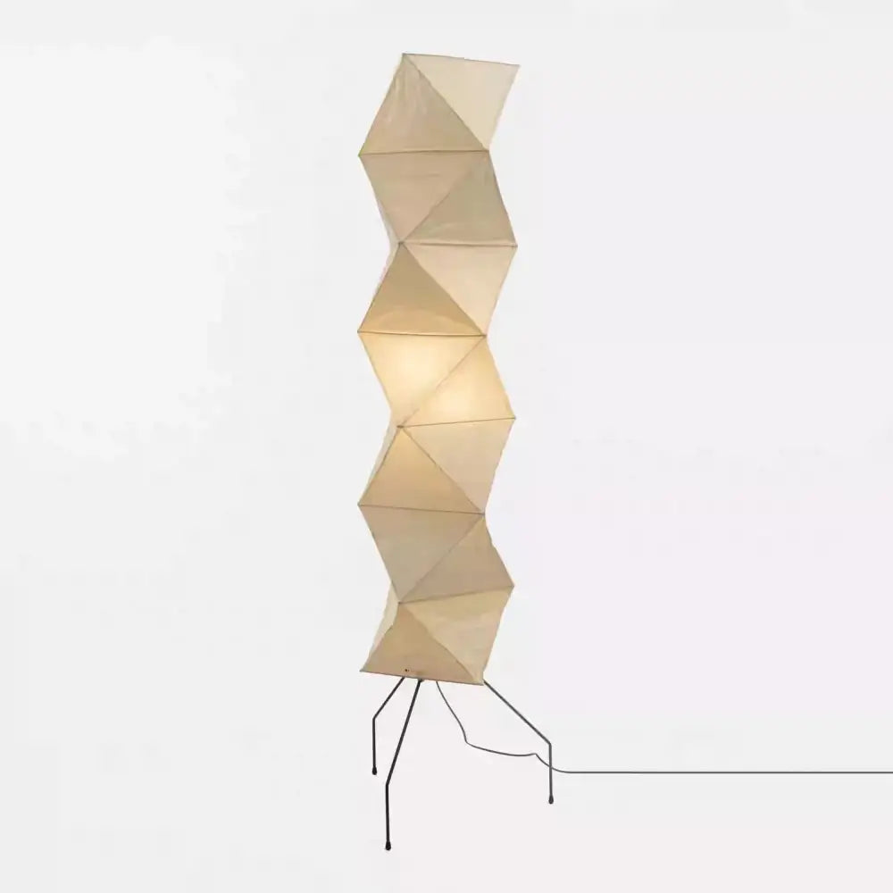 Decorbites akari noguchi floor lamp with beige rice paper shade and black metal legs for living room decor