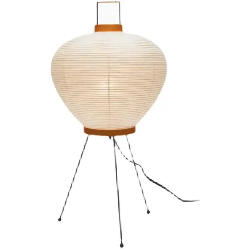 Cream-colored akari noguchi rice paper table lamp with wooden tripod base modern led light for living room