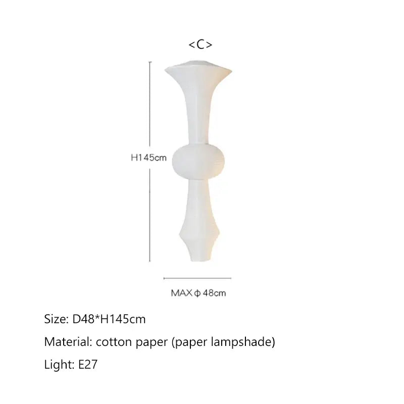 Decorbites akari rice paper pendant lamp with sleek white paper shade featuring modern sculptural design for living room
