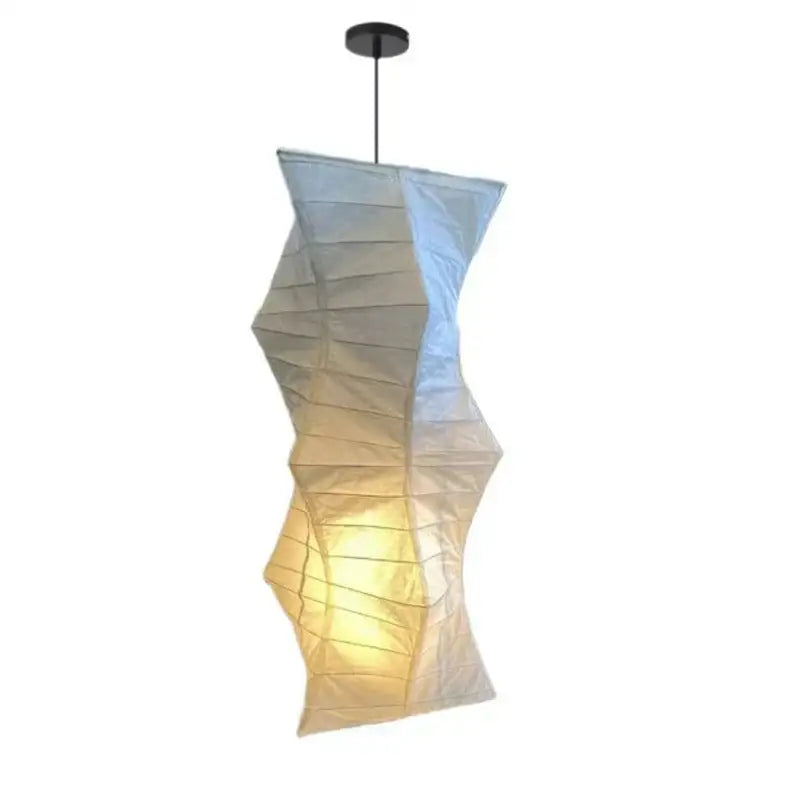 Decorbites akari rice paper pendant lamp with twisted cream and pale blue paper shade for living room bedroom lighting