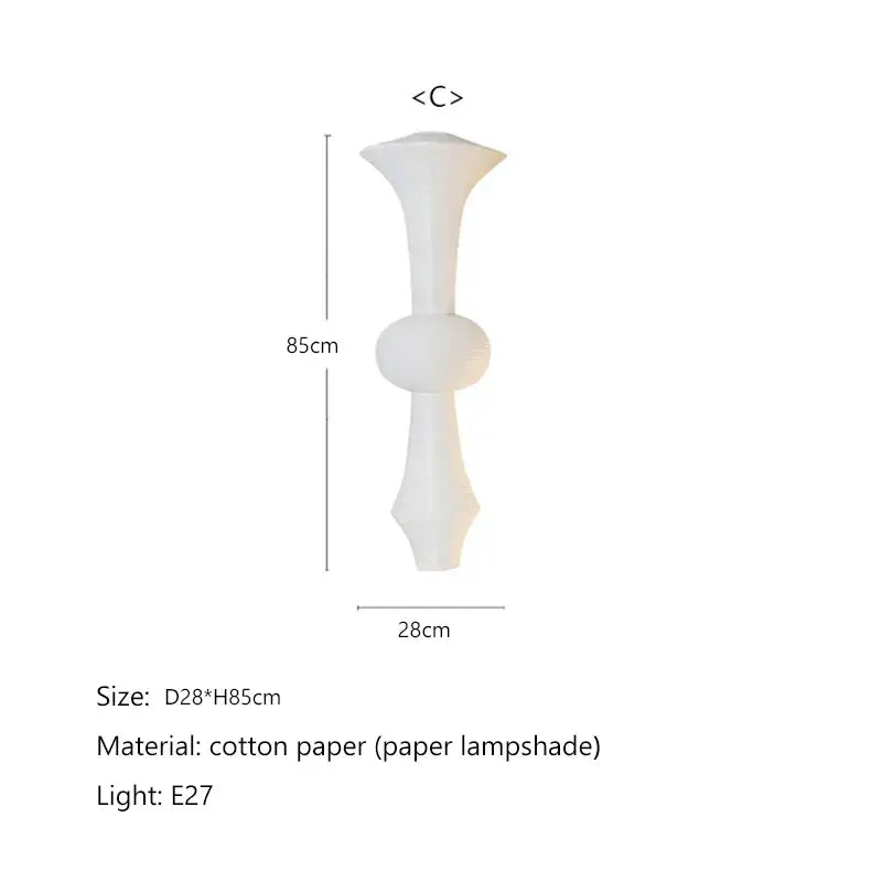 A sleek white decorbites akari rice paper pendant lamp with elongated neck and rounded bulb for living room lighting
