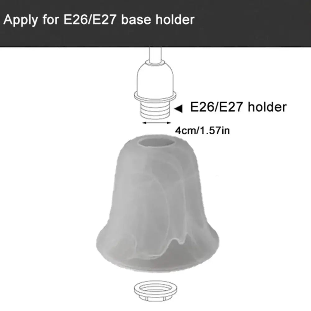 Translucent gray alabaster glass shade bell light fixture replacement cover for e26 e27 base holders by decorbites
