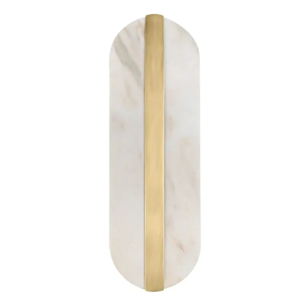 Decorbites alabaster moon oval wall lamp with white marble surface and gold vertical strip for modern indoor decor