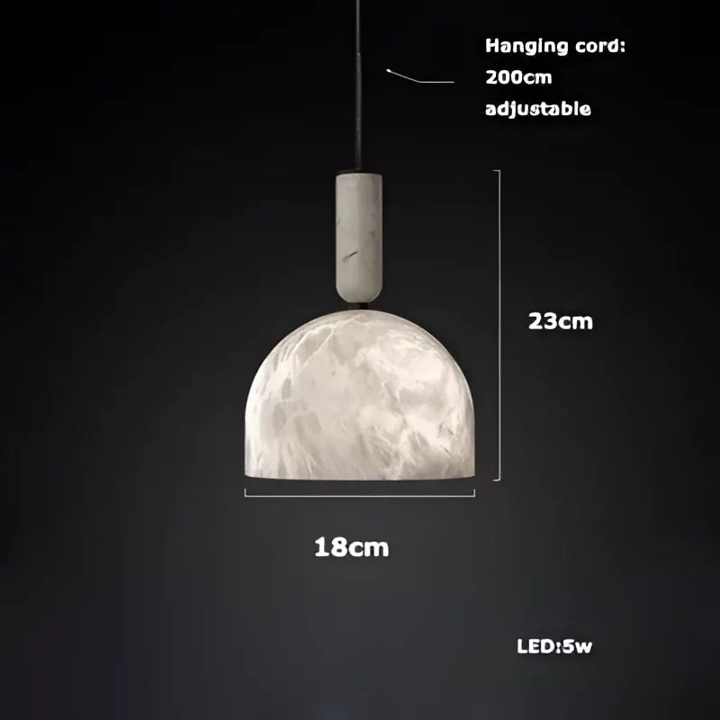 DecorBites™ alabaster pendant light with moon-shaped textured gray alabaster pendant and 200cm adjustable cord for living room