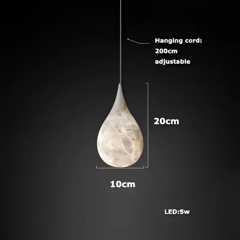 Decorbites alabaster pendant lights featuring a sleek teardrop shape with a textured off-white alabaster pendant surface
