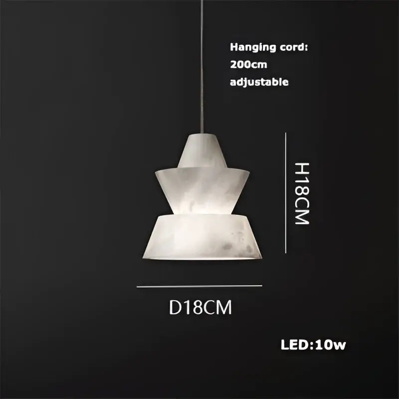 White concrete alabaster pendant light with tiered stacked design and adjustable hanging cord for living room decor