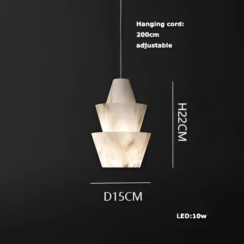 DecorBites alabaster pendant lights with white layered modern tiered design and adjustable hanging cord for living room