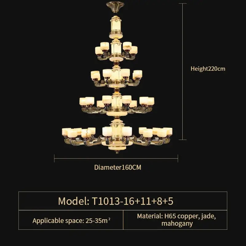 Luxury DecorBites copper jade chandelier with tiered golden copper h65 design and mahogany accents for living rooms