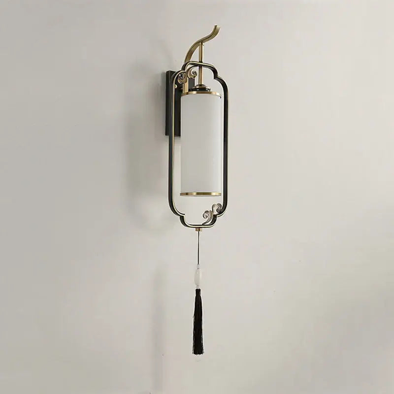 Decorbites™ all copper wall lamp with brass finish and off-white glass shade for living room bedside lighting