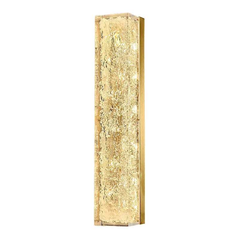 DecorBites™ all copper wall lamp with gold finish and textured amber glass panel for luxury bedroom lighting