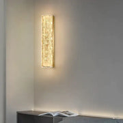 Decorbites™ all copper wall lamp with rectangular metallic frame and textured golden glass diffuser modern copper wall lamp