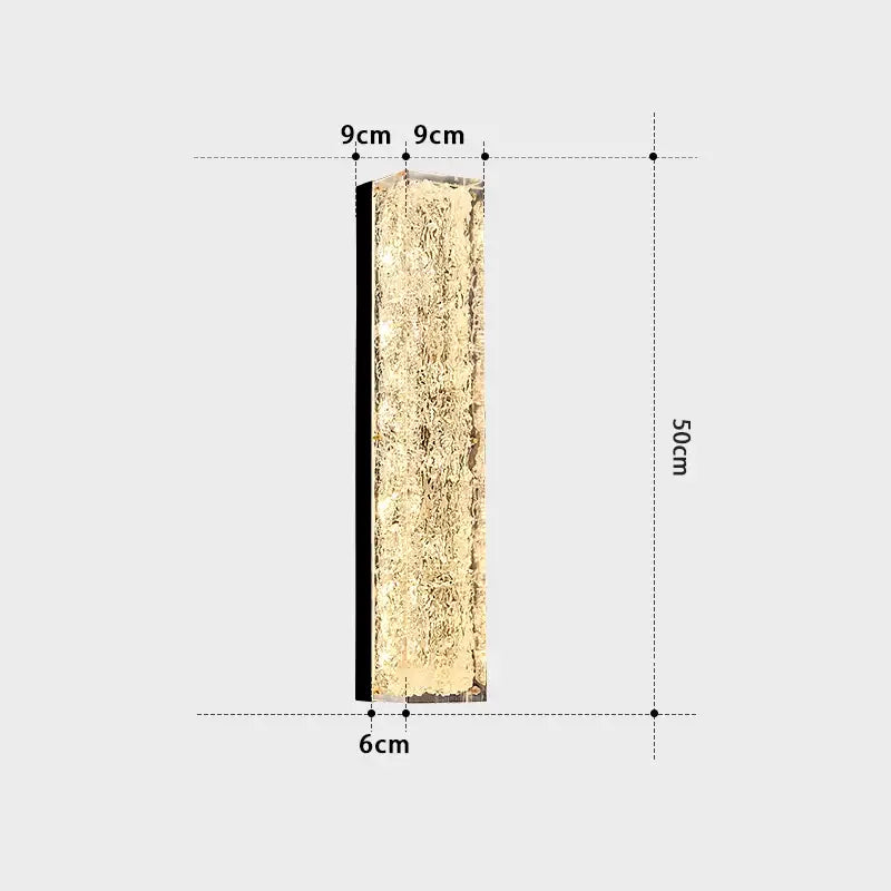 Decorbites™ all copper wall lamp with a 50cm textured gold-leaf copper wall finish and black side trim for luxury use