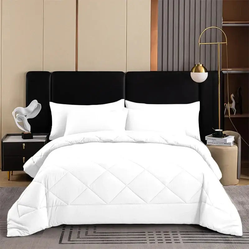 White quilted decorbites™ all-season brushed duvet quilt with diamond stitch pattern soft breathable comforter