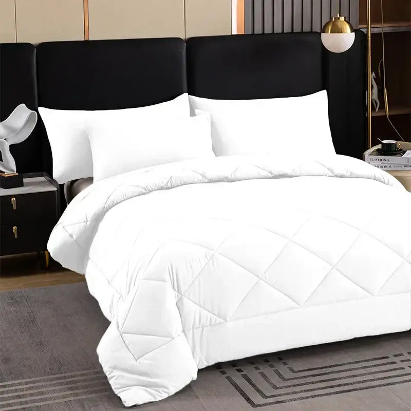 White quilted DecorBites™ all-season brushed duvet quilt with diamond-stitched pattern soft and breathable