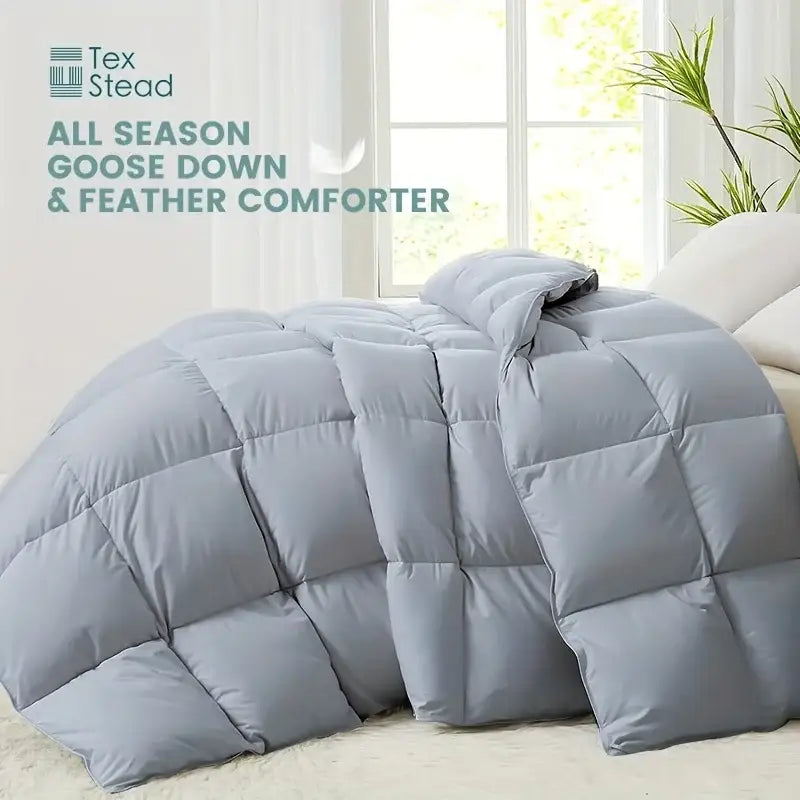 Light gray decorbites all season lightweight goose down comforter duvet insert with quilted segmented design