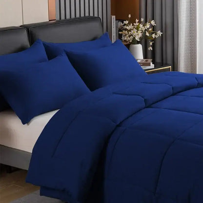 Decorbites™ all-season royal blue quilted duvet set with soft fabric finish and matching pillowcases in queen and king sizes
