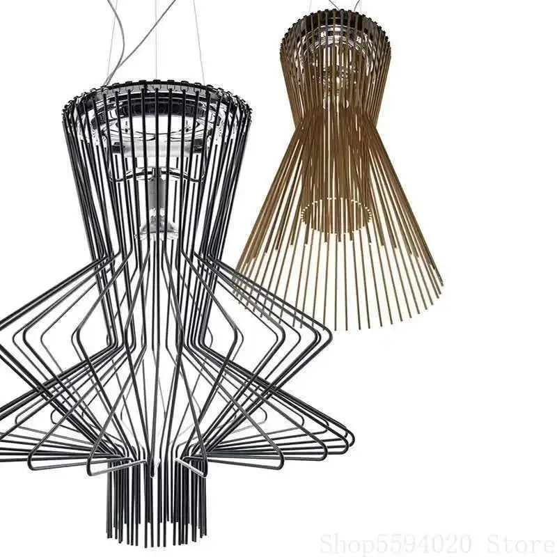 DecorBites Allegro iron pendant lights feature black and gold wireframe design for modern stylish lighting