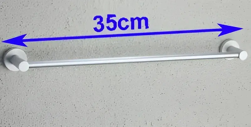 Silver aluminium decorbites towel bar rail holder with white caps and mounting hardware for bathroom use
