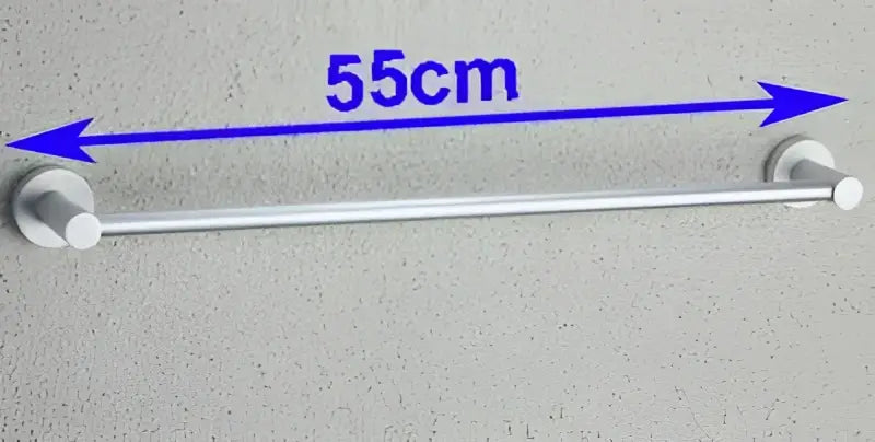 Silver aluminium towel bar rail holder with sleek cylindrical design 55cm length anti-rust decorBites bathroom accessory