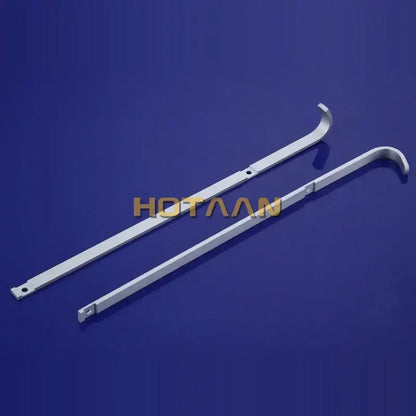 Two silver aluminium double shelf metal door handle pull bars with mounting holes for basket angel rack installation