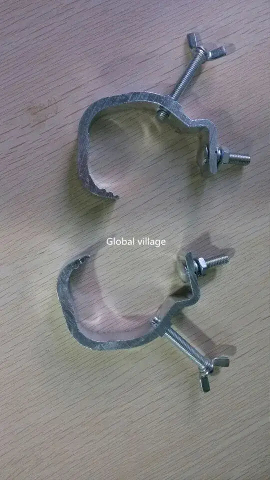 Silver aluminium light hook clamps with adjustable wing nuts and threaded rods in a 5pcs pack by DecorBites
