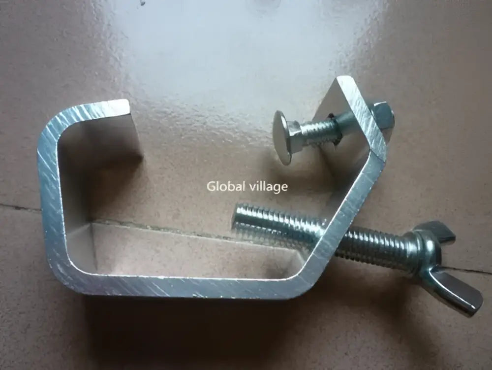 Silver aluminium light hook clamp with threaded bolt and wing nut for securing pipes or conduits 5pcs pack decorbites