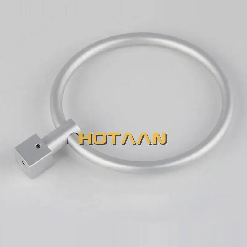 Silver circular metal bike lock resembling decorbites aluminium round towel holder rings bathroom accessory