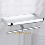 Decorbites aluminium toilet paper holder with chrome finish rectangular tray and integrated roll dispenser multifunction paper holder