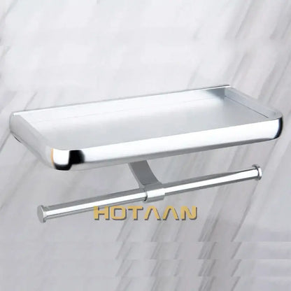 Decorbites aluminium toilet paper holder with chrome finish rectangular tray and integrated roll dispenser multifunction paper holder