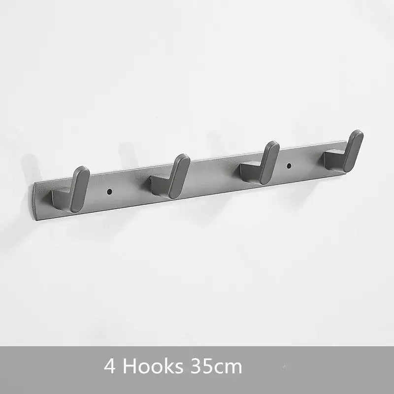 Modern matte gray aluminum alloy towel hooks wall mounted coat rack with four evenly spaced alloy towel hooks