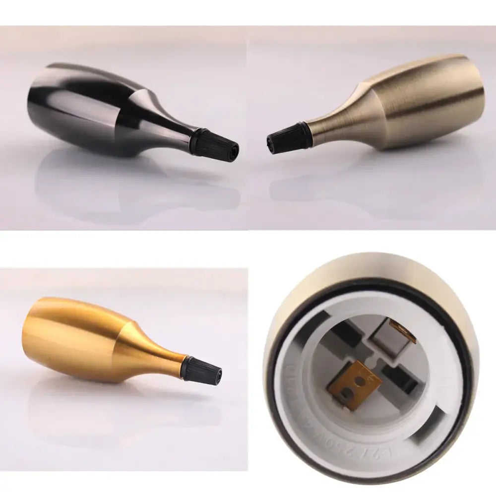 Decorbites™ aluminum base e27 lamp holder with sleek metallic finish and black plastic cap for industrial lighting