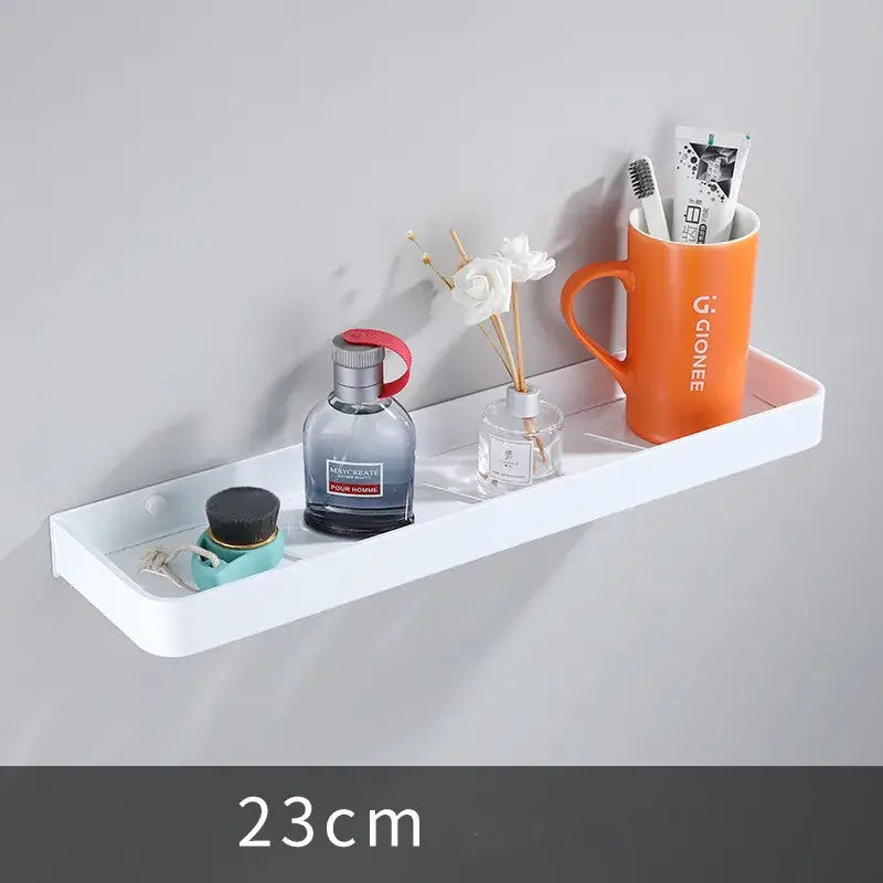 White aluminum bathroom corner shelf wall mounted 30-50cm decorative kitchen storage holder by DecorBites